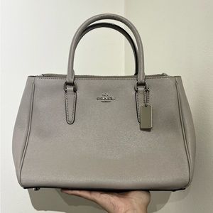 COACH Grey Leather Surrey Carryall Tote